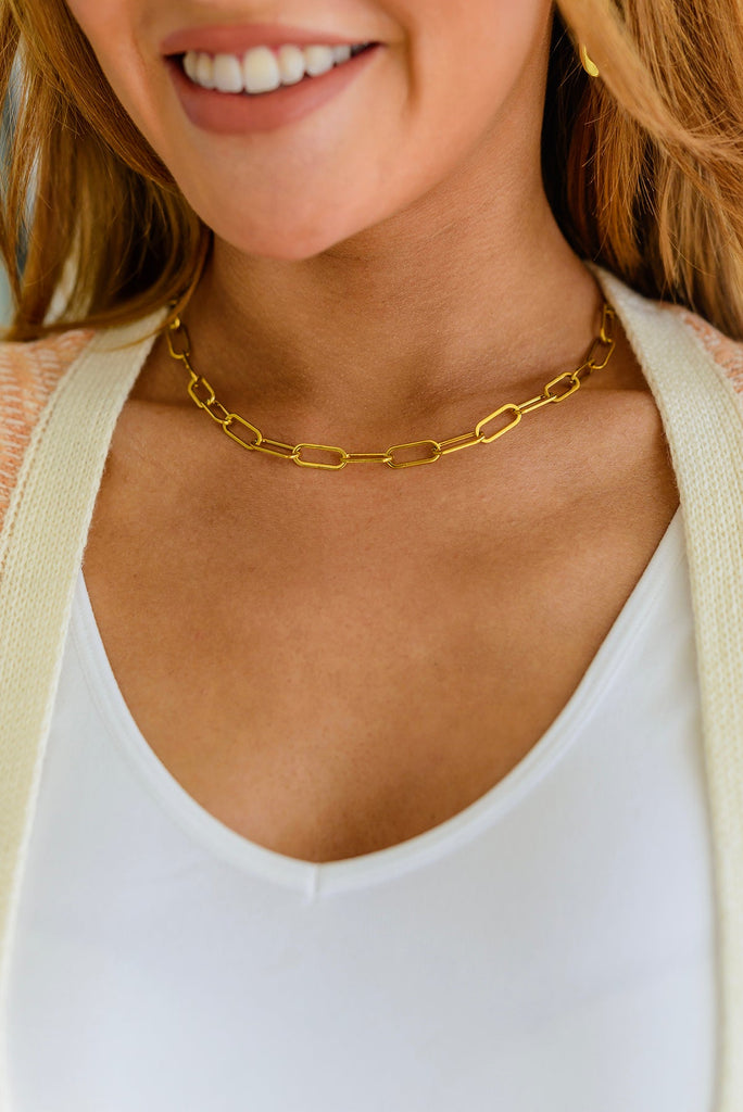 Classic Paper Clip Chain Necklace-Accessories- Simply Simpson's Boutique is a Women's Online Fashion Boutique Located in Jupiter, Florida