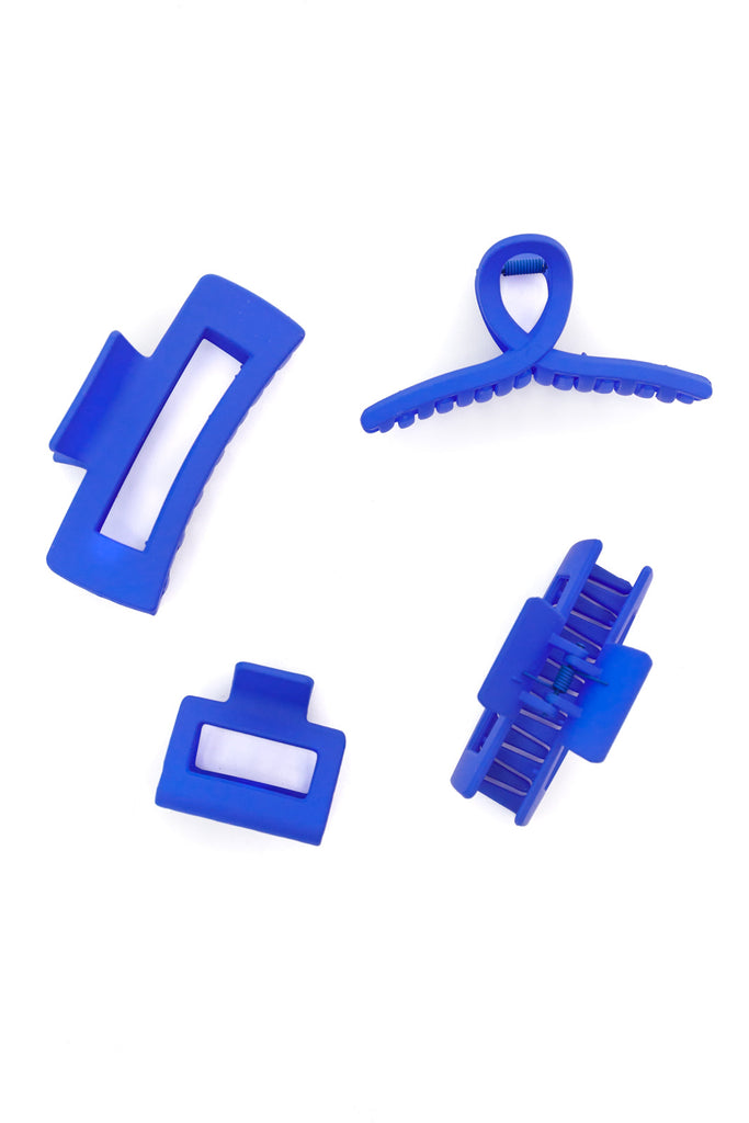 Claw Clip Set of 4 in Royal Blue-Accessories- Simply Simpson's Boutique is a Women's Online Fashion Boutique Located in Jupiter, Florida