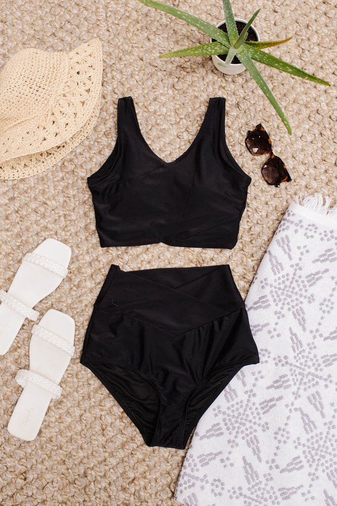 Come Sail Away Swim Top In Black-Kimono- Simply Simpson's Boutique is a Women's Online Fashion Boutique Located in Jupiter, Florida