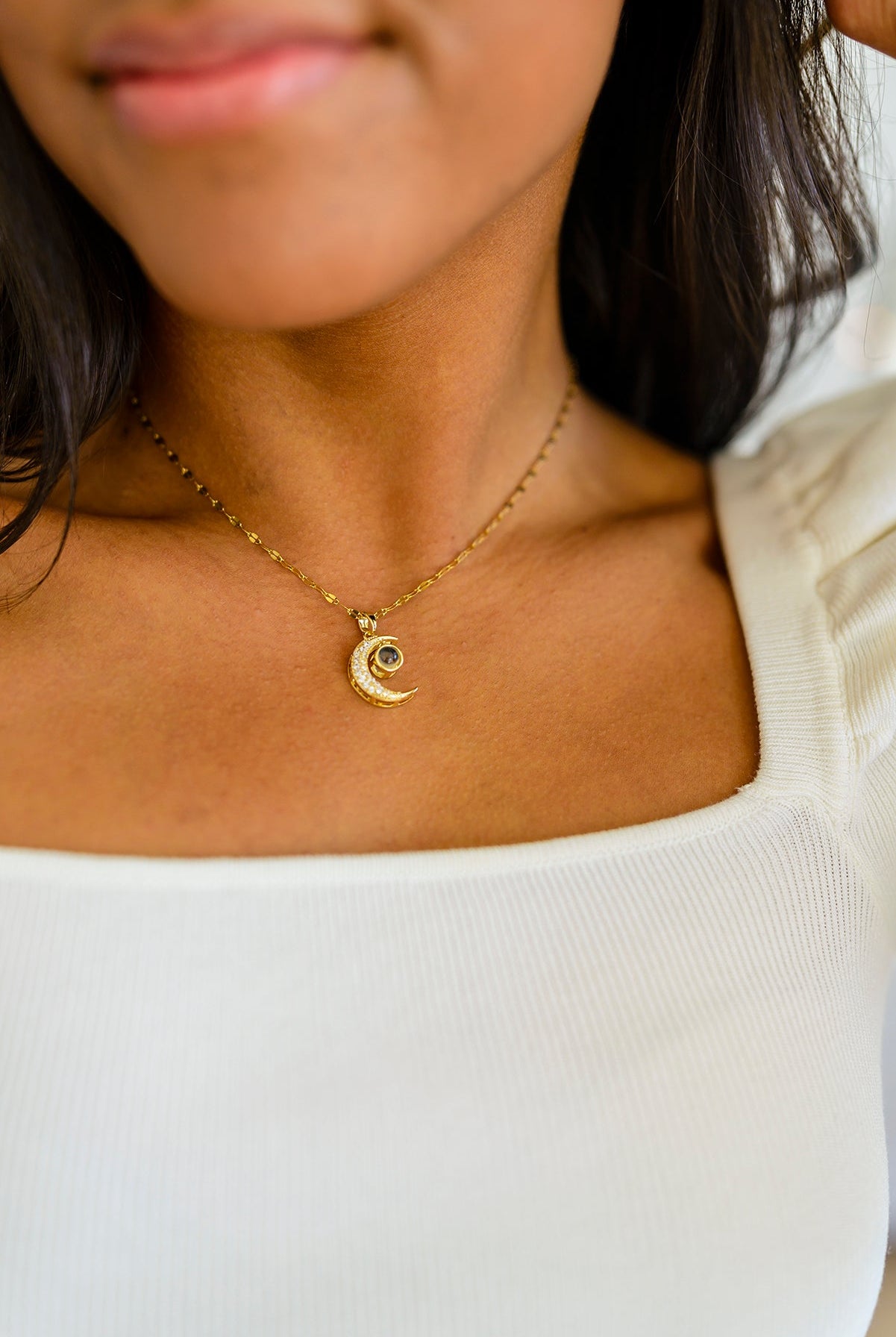 Crescent Moon Necklace-Accessories- Simply Simpson's Boutique is a Women's Online Fashion Boutique Located in Jupiter, Florida