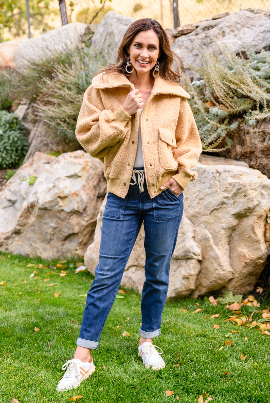 Don't Stress Oversized Collar Sherpa Jacket In Taupe-Outerwear- Simply Simpson's Boutique is a Women's Online Fashion Boutique Located in Jupiter, Florida