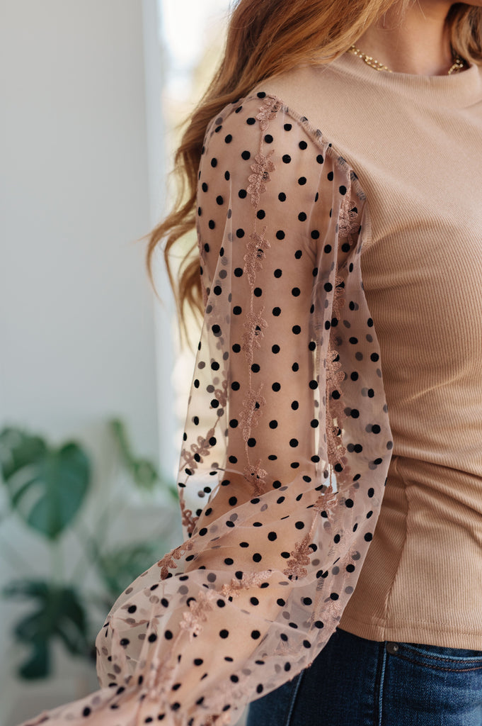Dots on My Sleeves Blouse-Shirts & Tops- Simply Simpson's Boutique is a Women's Online Fashion Boutique Located in Jupiter, Florida