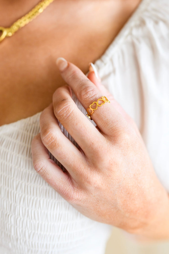 Endless Hearts Gold Ring-Accessories- Simply Simpson's Boutique is a Women's Online Fashion Boutique Located in Jupiter, Florida