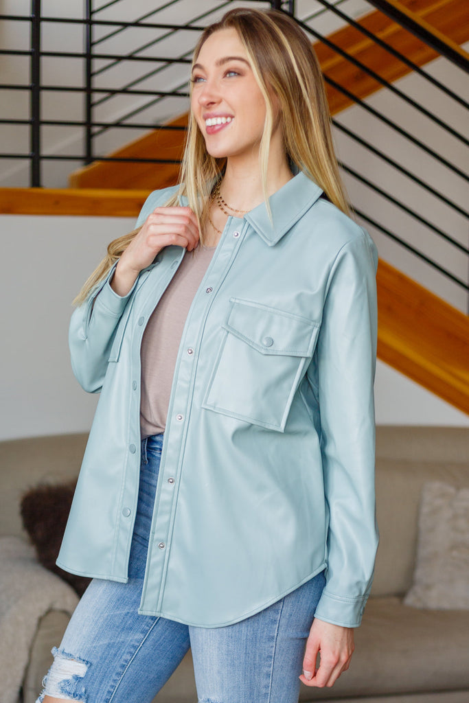Endlessly Longing Faux Leather Shacket-Outerwear- Simply Simpson's Boutique is a Women's Online Fashion Boutique Located in Jupiter, Florida