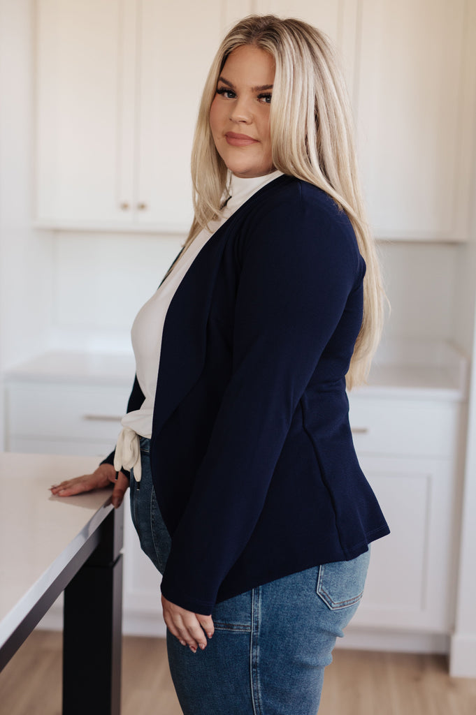 Fitted Blazer in Navy-Shirts & Tops- Simply Simpson's Boutique is a Women's Online Fashion Boutique Located in Jupiter, Florida