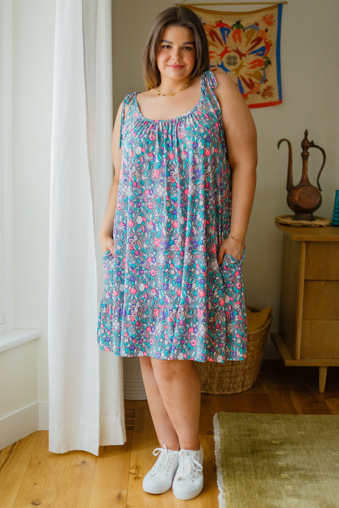 Floral Essence Tie Strap Dress-Dresses- Simply Simpson's Boutique is a Women's Online Fashion Boutique Located in Jupiter, Florida