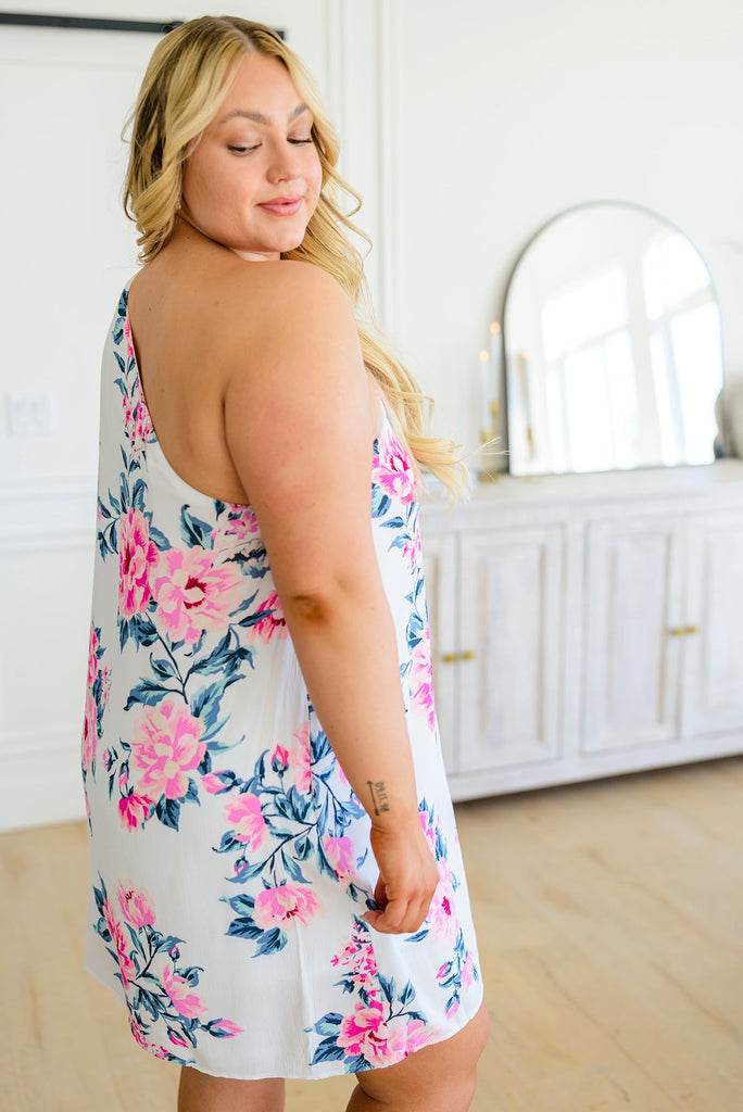 Forever Smitten Floral One Shoulder Dress-Dresses- Simply Simpson's Boutique is a Women's Online Fashion Boutique Located in Jupiter, Florida