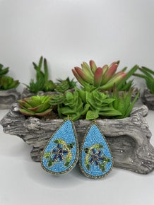 Blue Beaded Turtle Earrings-Earrings- Simply Simpson's Boutique is a Women's Online Fashion Boutique Located in Jupiter, Florida