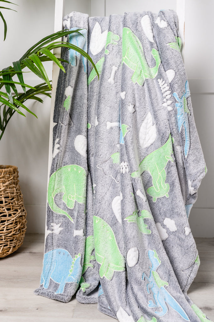 Glow in the Dark Blanket in Dinosaurs-Apparel & Accessories- Simply Simpson's Boutique is a Women's Online Fashion Boutique Located in Jupiter, Florida