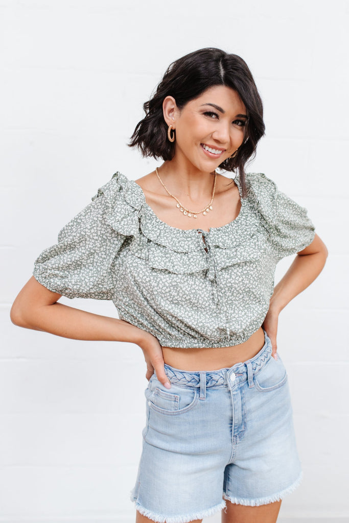 Golden Hour Top in Sage-100 Short Sleeves- Simply Simpson's Boutique is a Women's Online Fashion Boutique Located in Jupiter, Florida