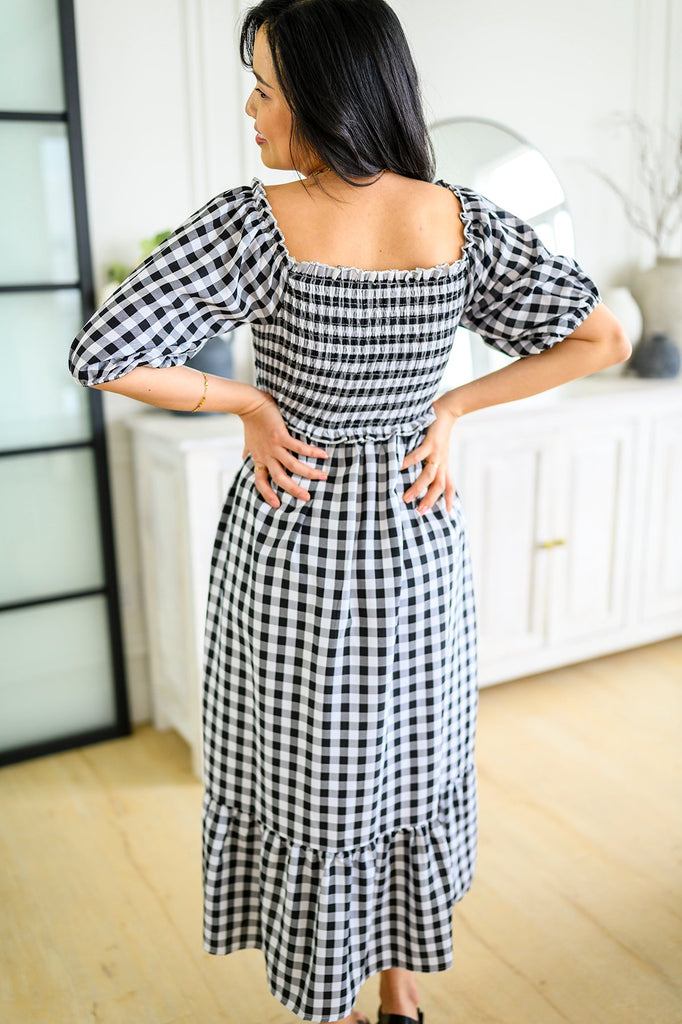 Greenville Gingham Midi Dress-Dresses- Simply Simpson's Boutique is a Women's Online Fashion Boutique Located in Jupiter, Florida