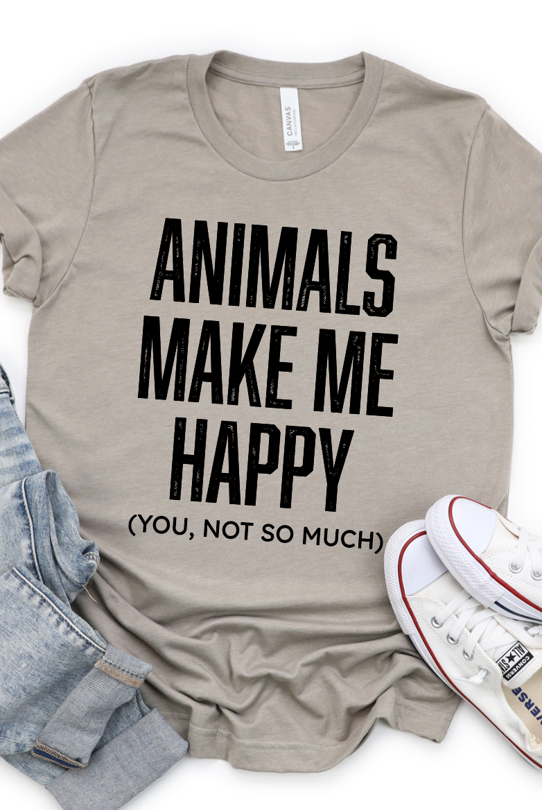 Animals Make Me Happy (You, Not So Much)-Graphic Tee- Simply Simpson's Boutique is a Women's Online Fashion Boutique Located in Jupiter, Florida