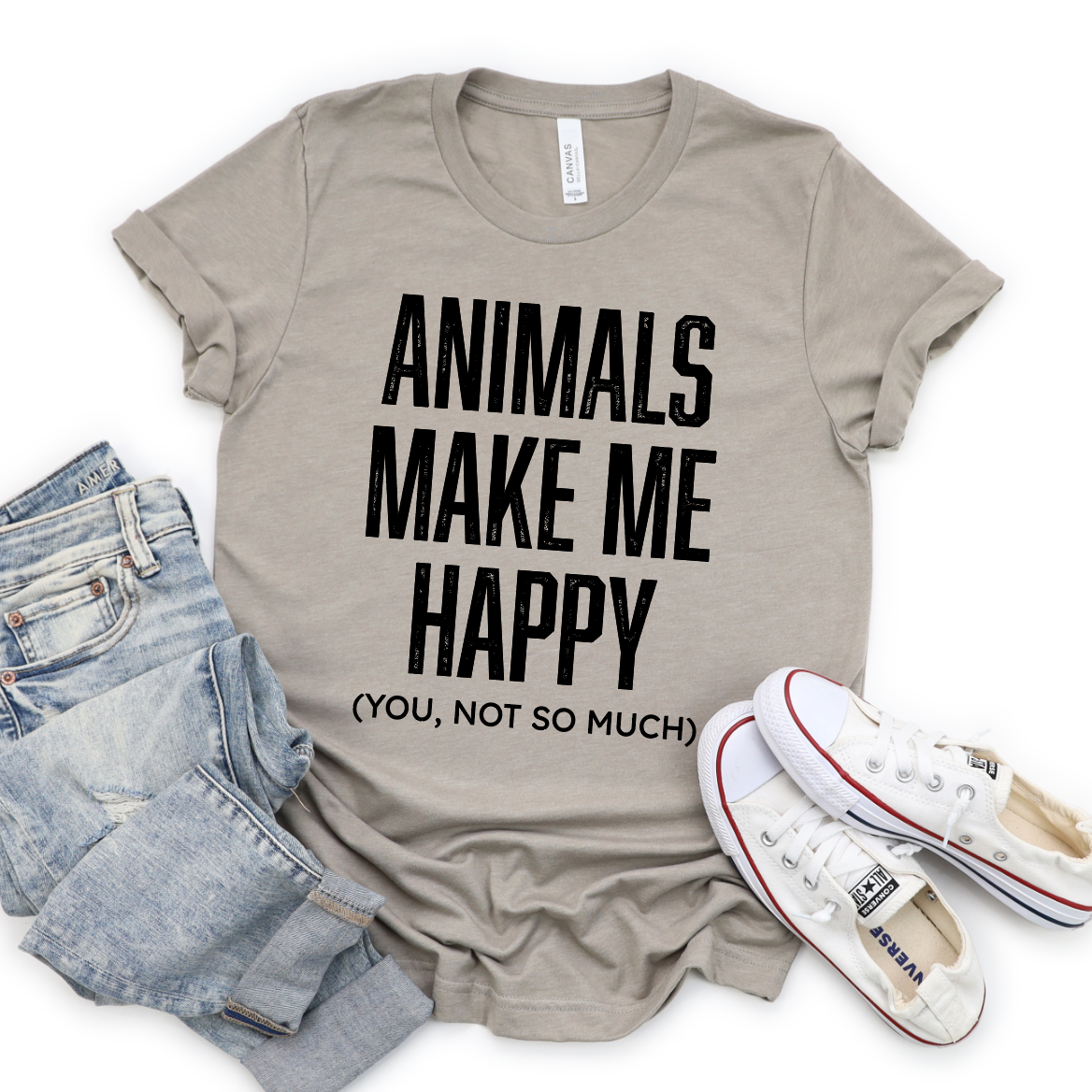 Animals Make Me Happy (You, Not So Much)-Graphic Tee- Simply Simpson's Boutique is a Women's Online Fashion Boutique Located in Jupiter, Florida