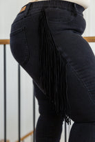 Hilary Side Fringe Skinny Jegging In Black-Jeans- Simply Simpson's Boutique is a Women's Online Fashion Boutique Located in Jupiter, Florida