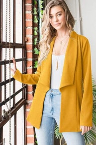 Mustard Shawl Lapel Blazers-180 Outerwear- Simply Simpson's Boutique is a Women's Online Fashion Boutique Located in Jupiter, Florida