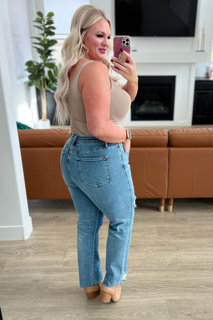 Nora High Rise Rigid Magic Destroy Slim Straight Jeans-Jeans- Simply Simpson's Boutique is a Women's Online Fashion Boutique Located in Jupiter, Florida
