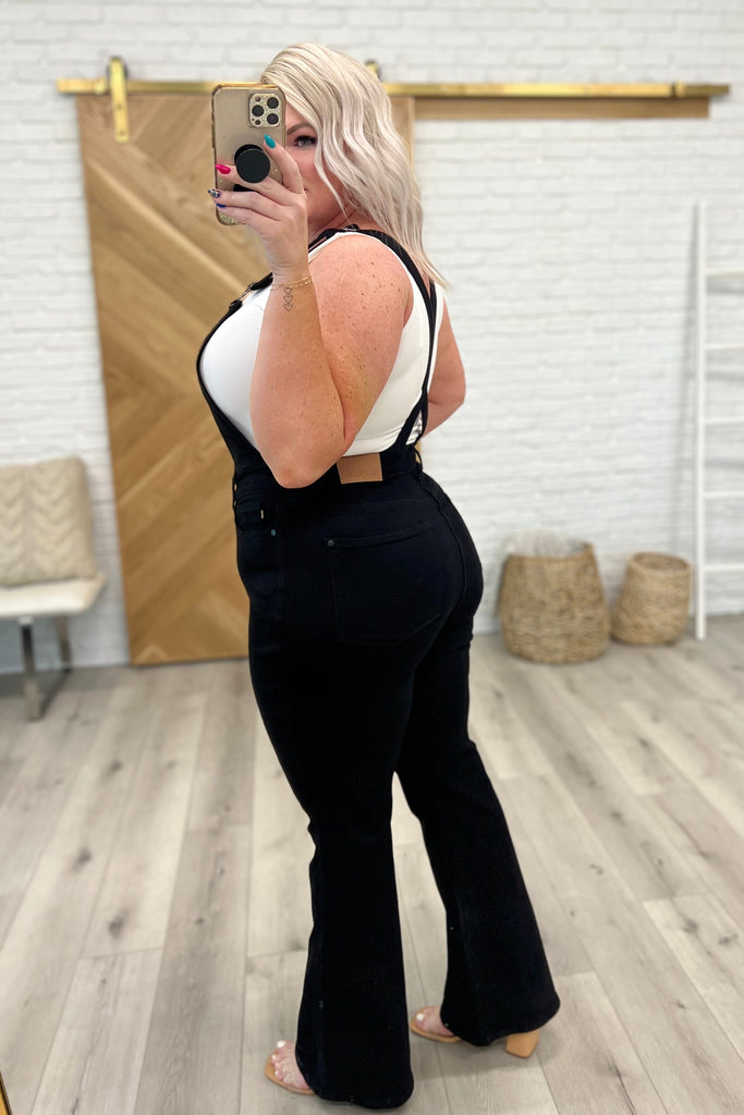 Imogene Control Top Flare Overalls in Black-Jeans- Simply Simpson's Boutique is a Women's Online Fashion Boutique Located in Jupiter, Florida