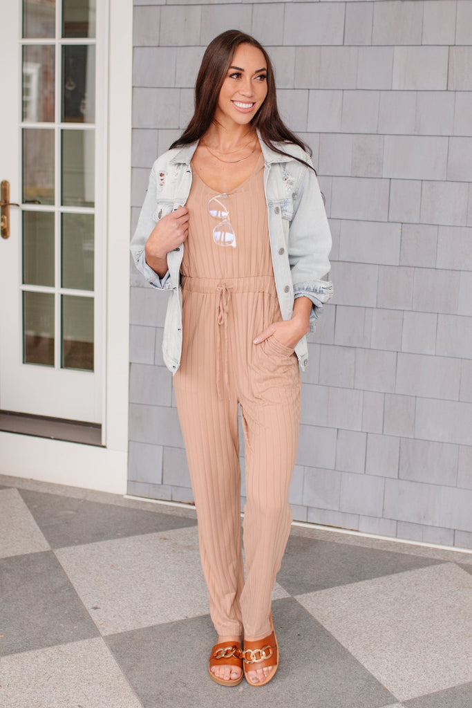Cruiser Jumpsuit in Tan-Jumpsuits- Simply Simpson's Boutique is a Women's Online Fashion Boutique Located in Jupiter, Florida