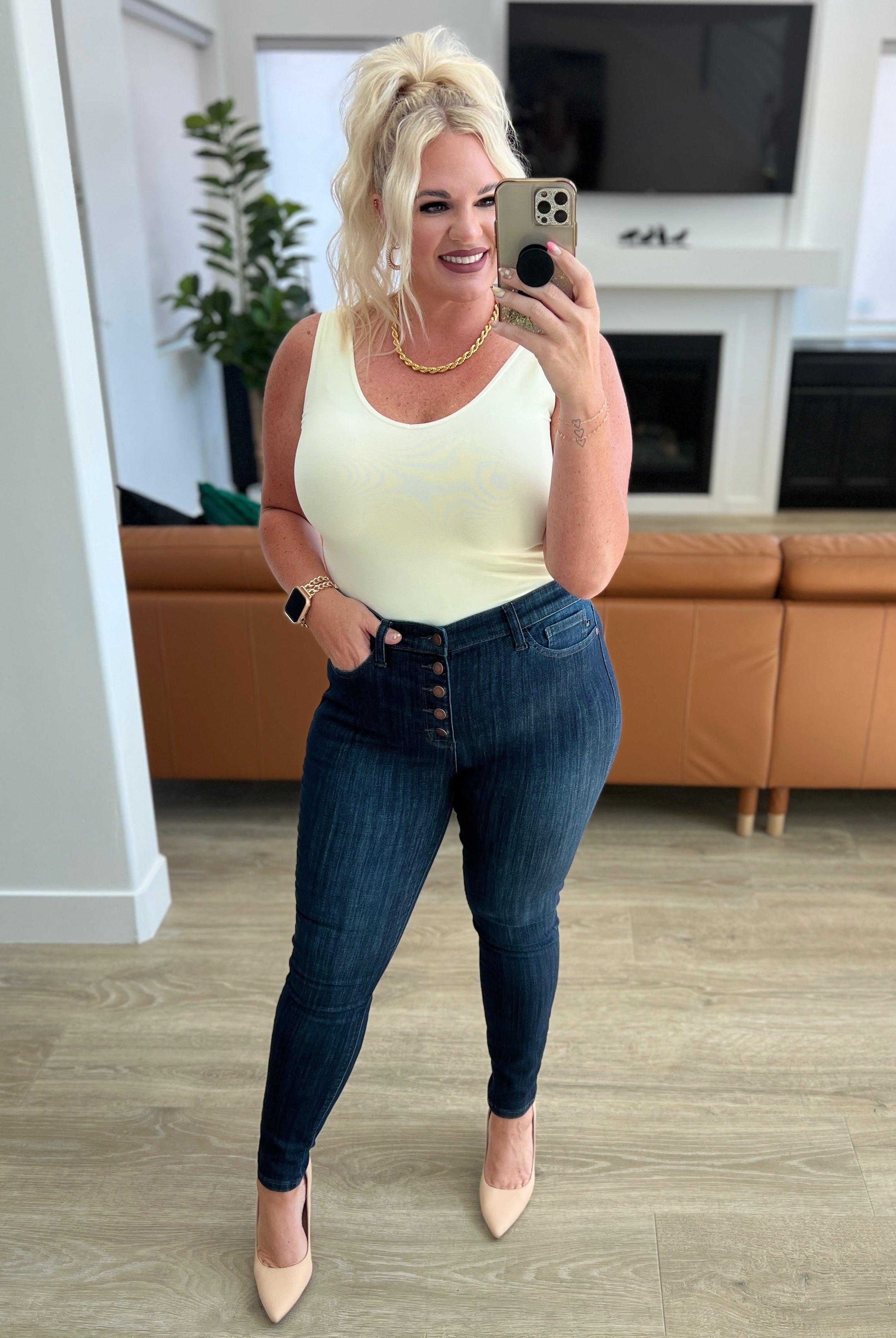Celecia High Waist Hand Sanded Resin Skinny Jeans-Pants- Simply Simpson's Boutique is a Women's Online Fashion Boutique Located in Jupiter, Florida