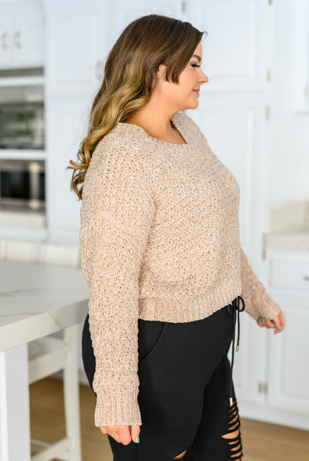 Irish Coffee Knitted Crop V Neck Sweater-Sweaters- Simply Simpson's Boutique is a Women's Online Fashion Boutique Located in Jupiter, Florida