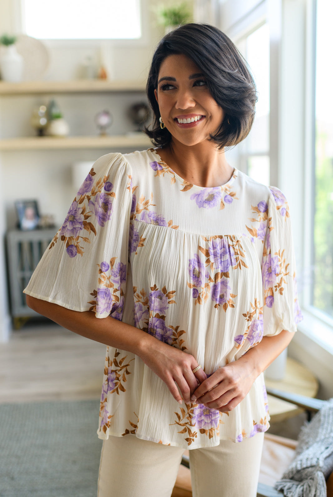 Lavender Haze Blouse-Short Sleeves- Simply Simpson's Boutique is a Women's Online Fashion Boutique Located in Jupiter, Florida