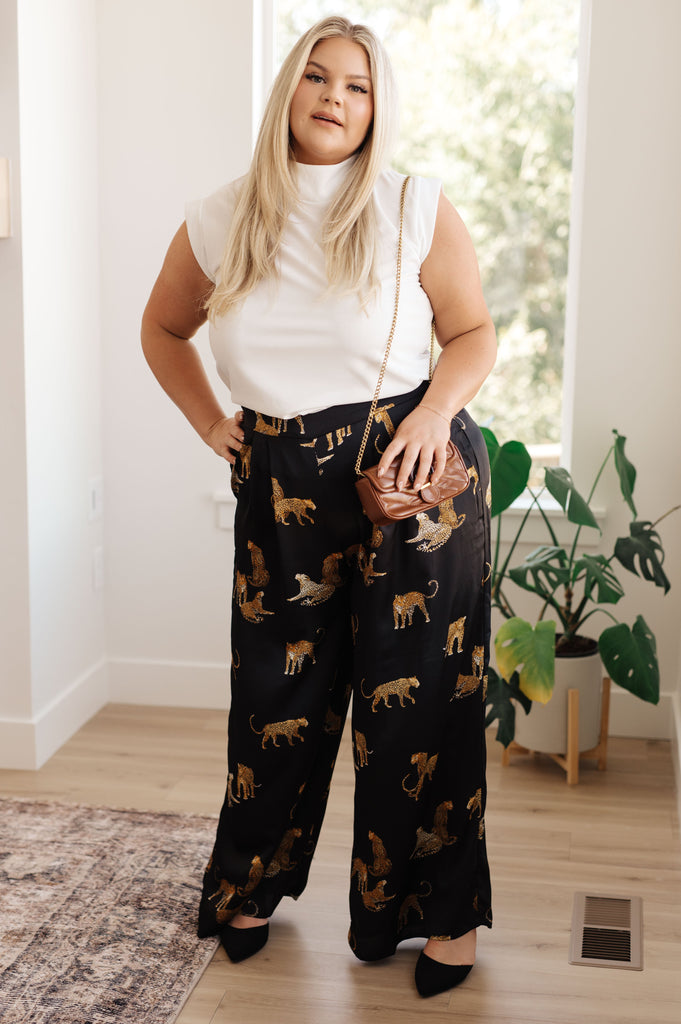 Legendary in Leopard Satin Wide Leg Pants-Pants- Simply Simpson's Boutique is a Women's Online Fashion Boutique Located in Jupiter, Florida