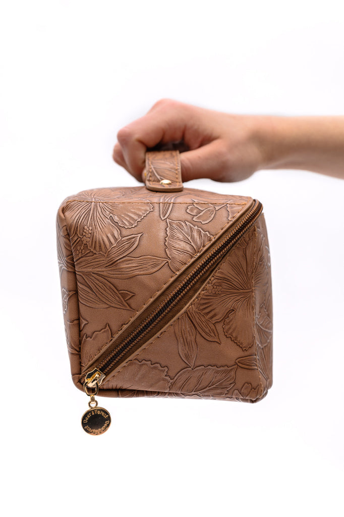 Life In Luxury Large Capacity Cosmetic Bag in Tan-Apparel & Accessories- Simply Simpson's Boutique is a Women's Online Fashion Boutique Located in Jupiter, Florida