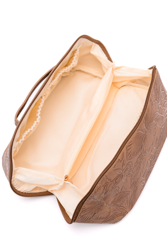 Life In Luxury Large Capacity Cosmetic Bag in Tan-Apparel & Accessories- Simply Simpson's Boutique is a Women's Online Fashion Boutique Located in Jupiter, Florida