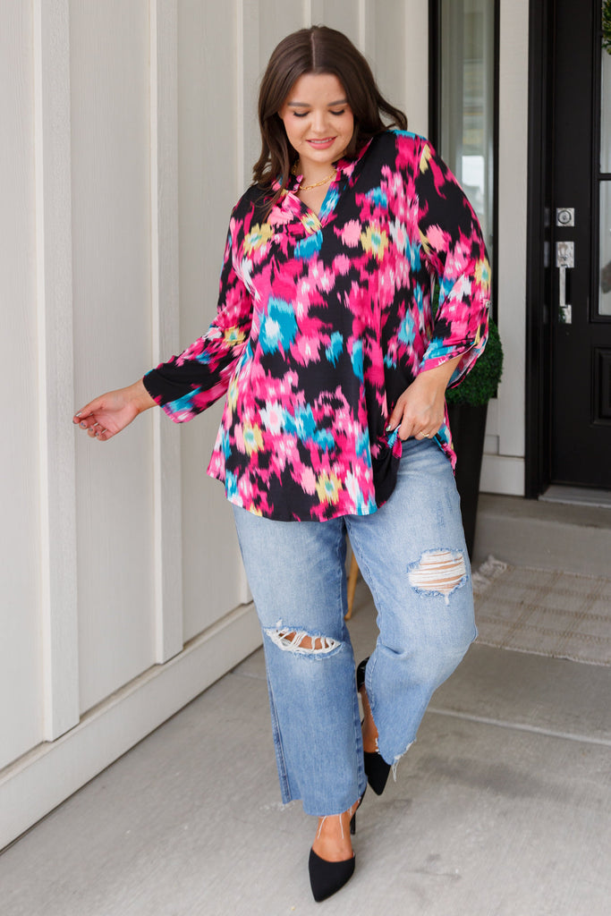 Little Lovely Blouse in Painted Floral-Shirts & Tops- Simply Simpson's Boutique is a Women's Online Fashion Boutique Located in Jupiter, Florida