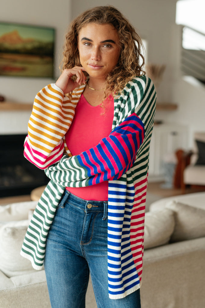 Marquee Lights Striped Cardigan-Shirts & Tops- Simply Simpson's Boutique is a Women's Online Fashion Boutique Located in Jupiter, Florida