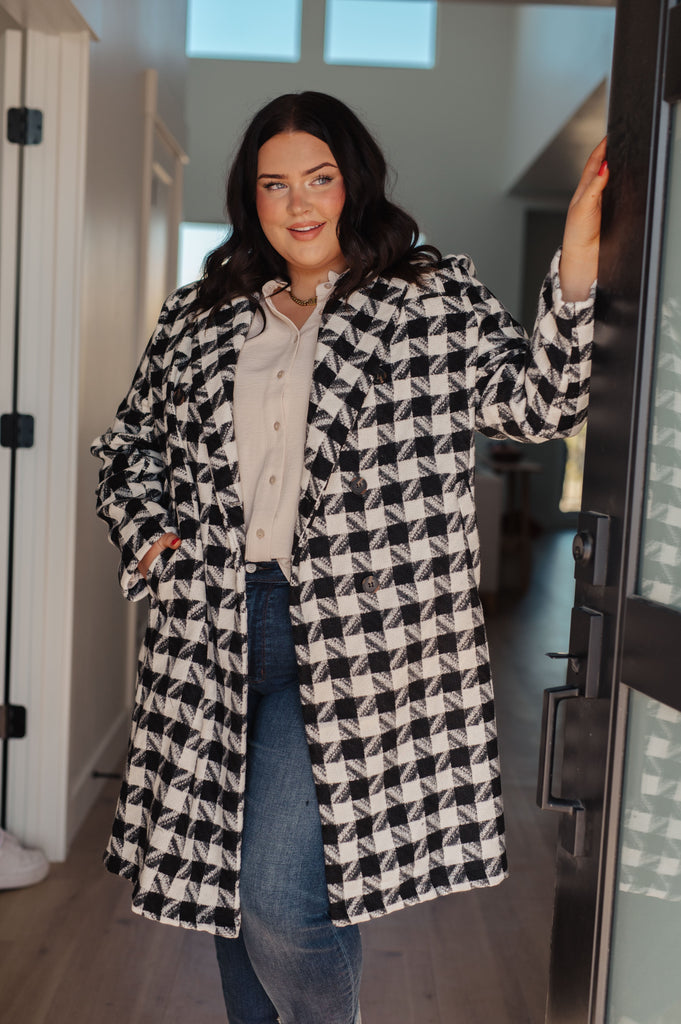 Monochromatic Moment Plaid Coat-Shirts & Tops- Simply Simpson's Boutique is a Women's Online Fashion Boutique Located in Jupiter, Florida