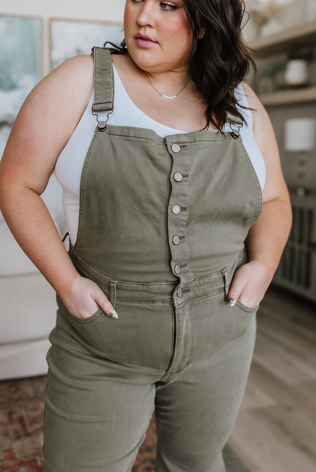 Olivia Control Top Release Hem Overalls in Olive-Womens- Simply Simpson's Boutique is a Women's Online Fashion Boutique Located in Jupiter, Florida