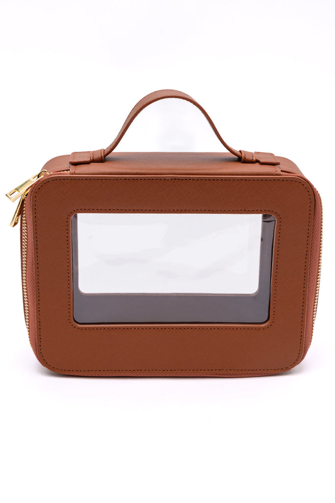 PU Leather Travel Cosmetic Case in Camel-Apparel & Accessories- Simply Simpson's Boutique is a Women's Online Fashion Boutique Located in Jupiter, Florida