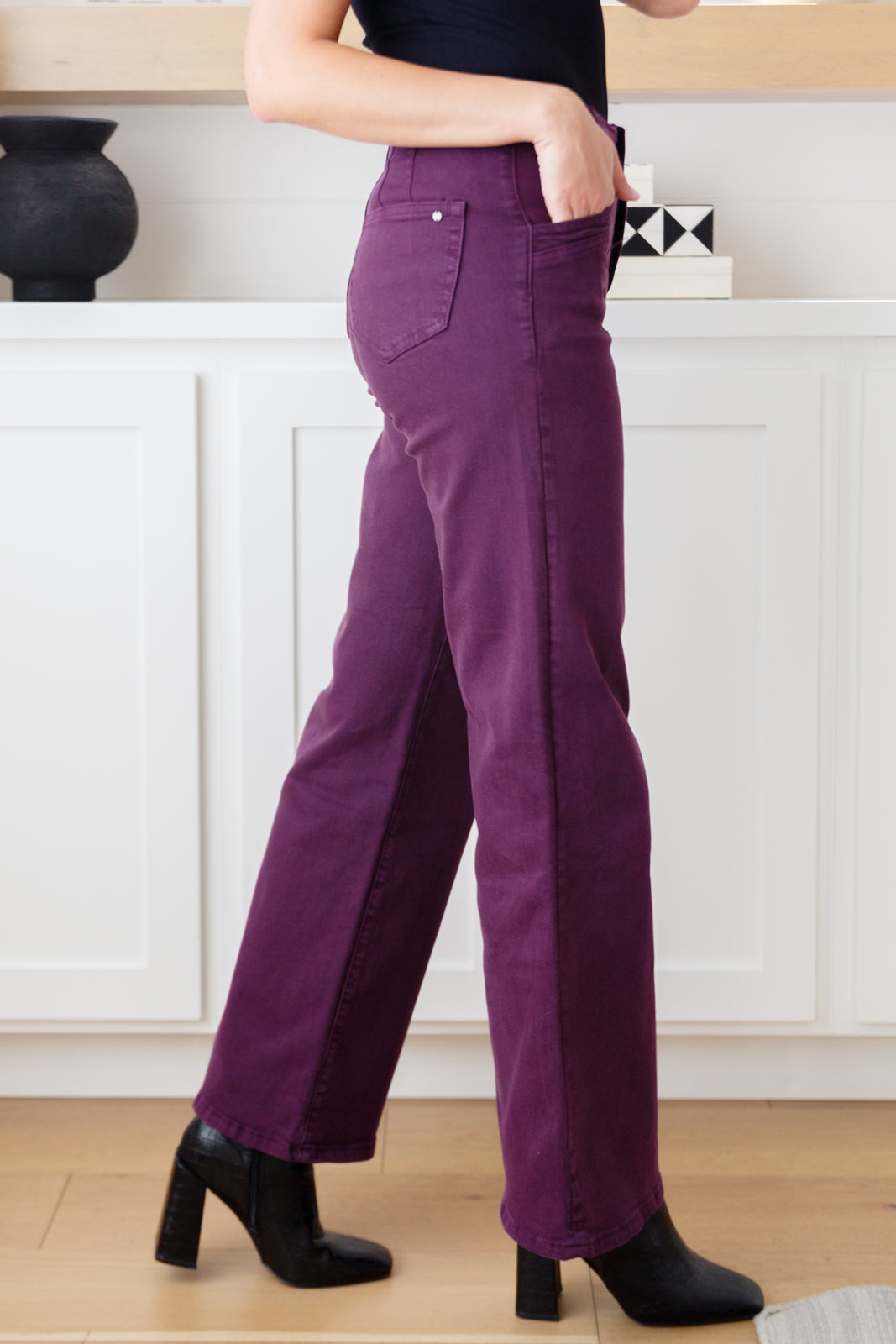 Petunia High Rise Wide Leg Jeans in Plum-Jeans- Simply Simpson's Boutique is a Women's Online Fashion Boutique Located in Jupiter, Florida