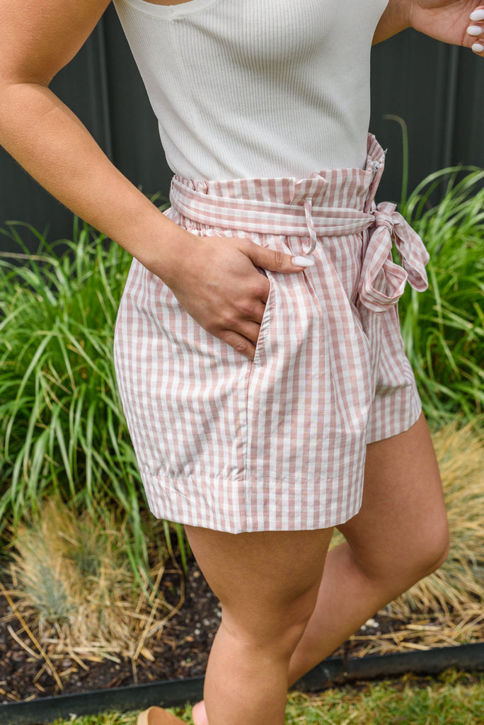 Prim & Pretty Gingham Tie Shorts-Shorts- Simply Simpson's Boutique is a Women's Online Fashion Boutique Located in Jupiter, Florida