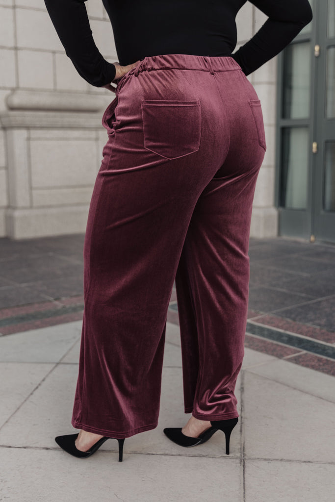 High Society Velvet Wide Leg Trousers-Pants- Simply Simpson's Boutique is a Women's Online Fashion Boutique Located in Jupiter, Florida