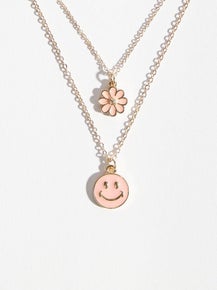 Pink Layered Smiley Face Necklace-280 Jewelry- Simply Simpson's Boutique is a Women's Online Fashion Boutique Located in Jupiter, Florida