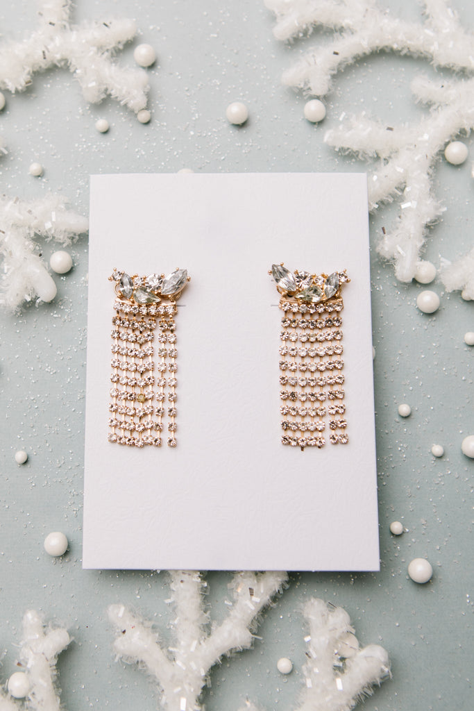 Rhinestone Fringe Earrings-Jewelry- Simply Simpson's Boutique is a Women's Online Fashion Boutique Located in Jupiter, Florida