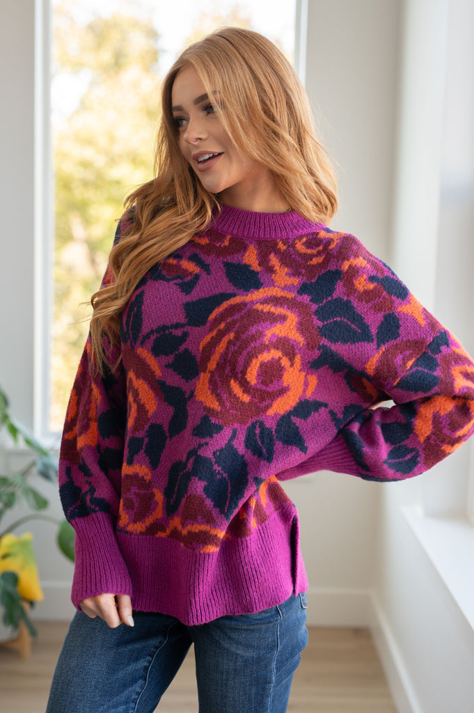 Rosie Posey Floral Sweater-Shirts & Tops- Simply Simpson's Boutique is a Women's Online Fashion Boutique Located in Jupiter, Florida