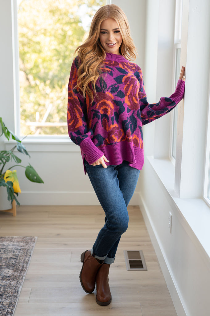 Rosie Posey Floral Sweater-Shirts & Tops- Simply Simpson's Boutique is a Women's Online Fashion Boutique Located in Jupiter, Florida