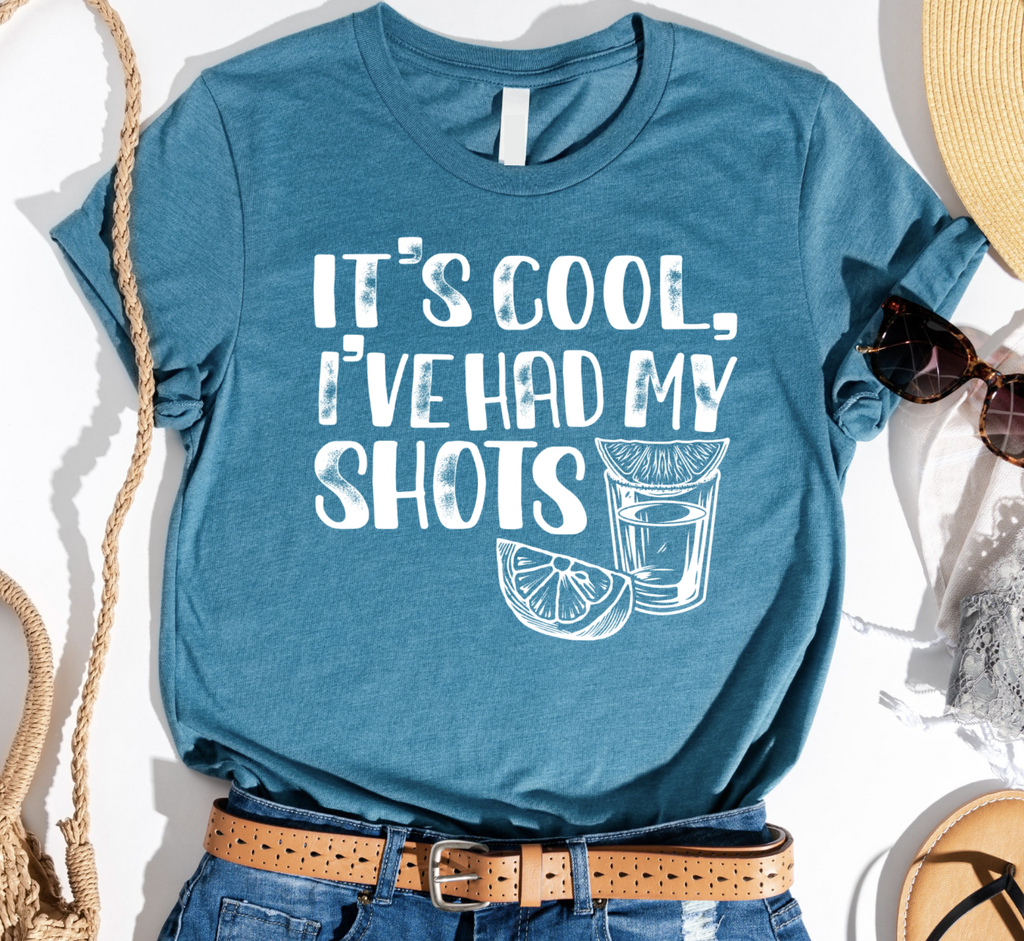 It's Cool, I've Had My Shots-Graphic Tee- Simply Simpson's Boutique is a Women's Online Fashion Boutique Located in Jupiter, Florida