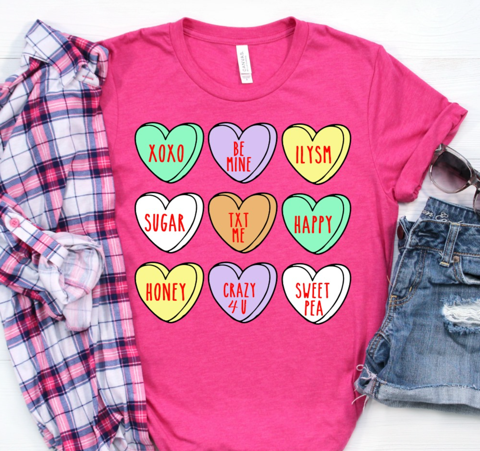 Conversation Hearts-Graphic Tee- Simply Simpson's Boutique is a Women's Online Fashion Boutique Located in Jupiter, Florida