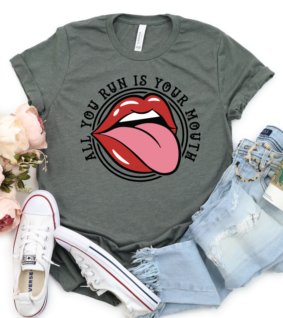All You Run Is Your Mouth-Graphic Tee- Simply Simpson's Boutique is a Women's Online Fashion Boutique Located in Jupiter, Florida