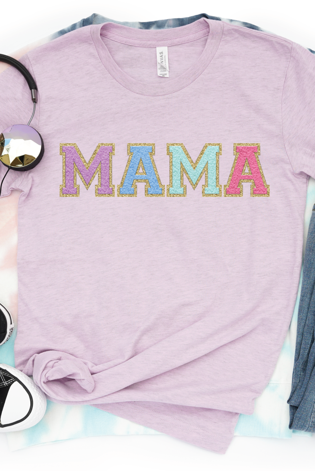 MAMA Patch Letter (Printed)-Graphic Tee- Simply Simpson's Boutique is a Women's Online Fashion Boutique Located in Jupiter, Florida