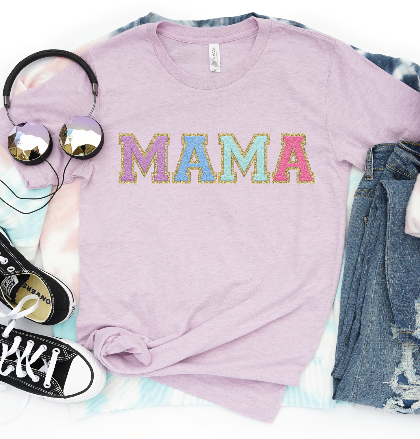 MAMA Patch Letter (Printed)-Graphic Tee- Simply Simpson's Boutique is a Women's Online Fashion Boutique Located in Jupiter, Florida