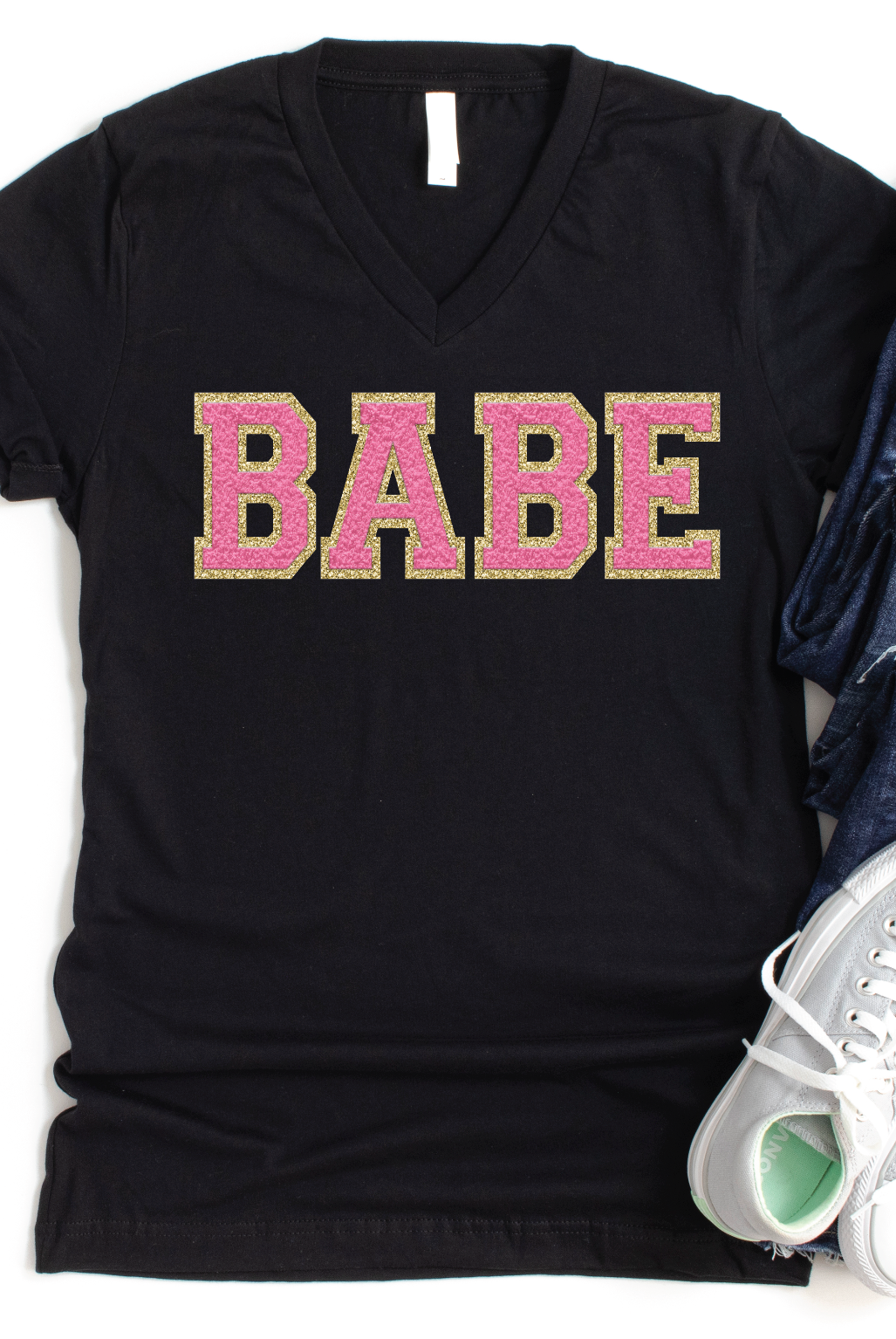 BABE Patch Letter (Printed)-Graphic Tee- Simply Simpson's Boutique is a Women's Online Fashion Boutique Located in Jupiter, Florida