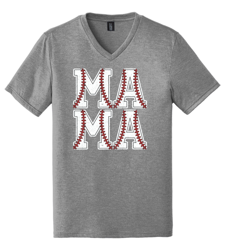 Baseball Mama Grey Frost Vneck-Graphic Tee- Simply Simpson's Boutique is a Women's Online Fashion Boutique Located in Jupiter, Florida
