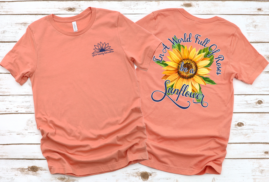 In A World Full Of Roses Be A Sunflower-Graphic Tee- Simply Simpson's Boutique is a Women's Online Fashion Boutique Located in Jupiter, Florida