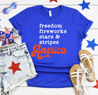 FREEDOM, FIREWORKS, STARS, & STRIPES AMERICA🇺🇸🎆-Graphic Tee- Simply Simpson's Boutique is a Women's Online Fashion Boutique Located in Jupiter, Florida