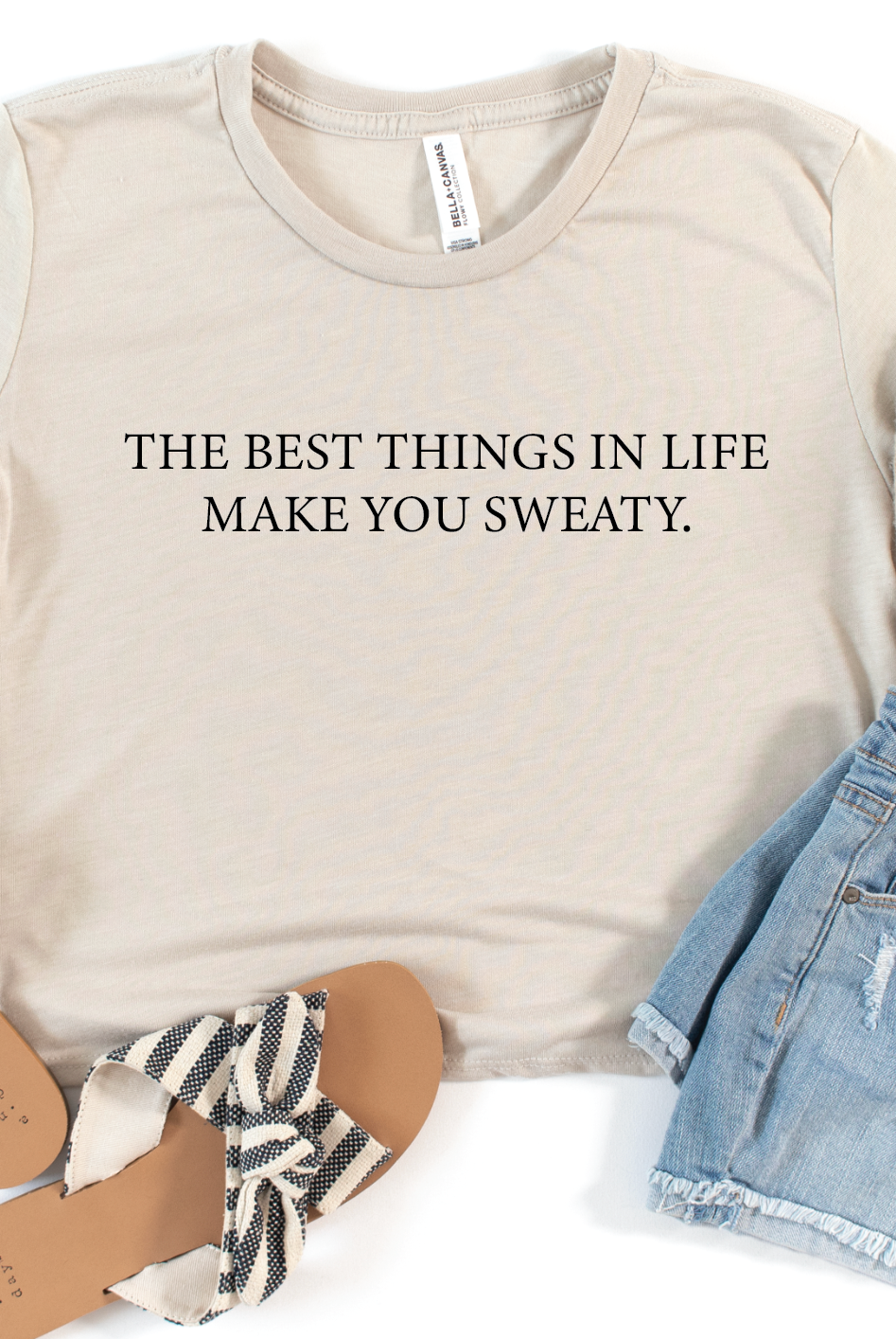 The Best Things in Life Make You Sweaty Cropped tee-Graphic Tee- Simply Simpson's Boutique is a Women's Online Fashion Boutique Located in Jupiter, Florida
